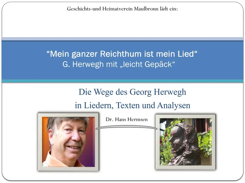 Einladung des Geschichts- und Heimatvereins Maulbronn zum Vortrag über Georg Herwegh